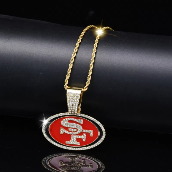 New San Fransisco 49ers football team chain necklace 20" gold or silver - Picture 2 of 2